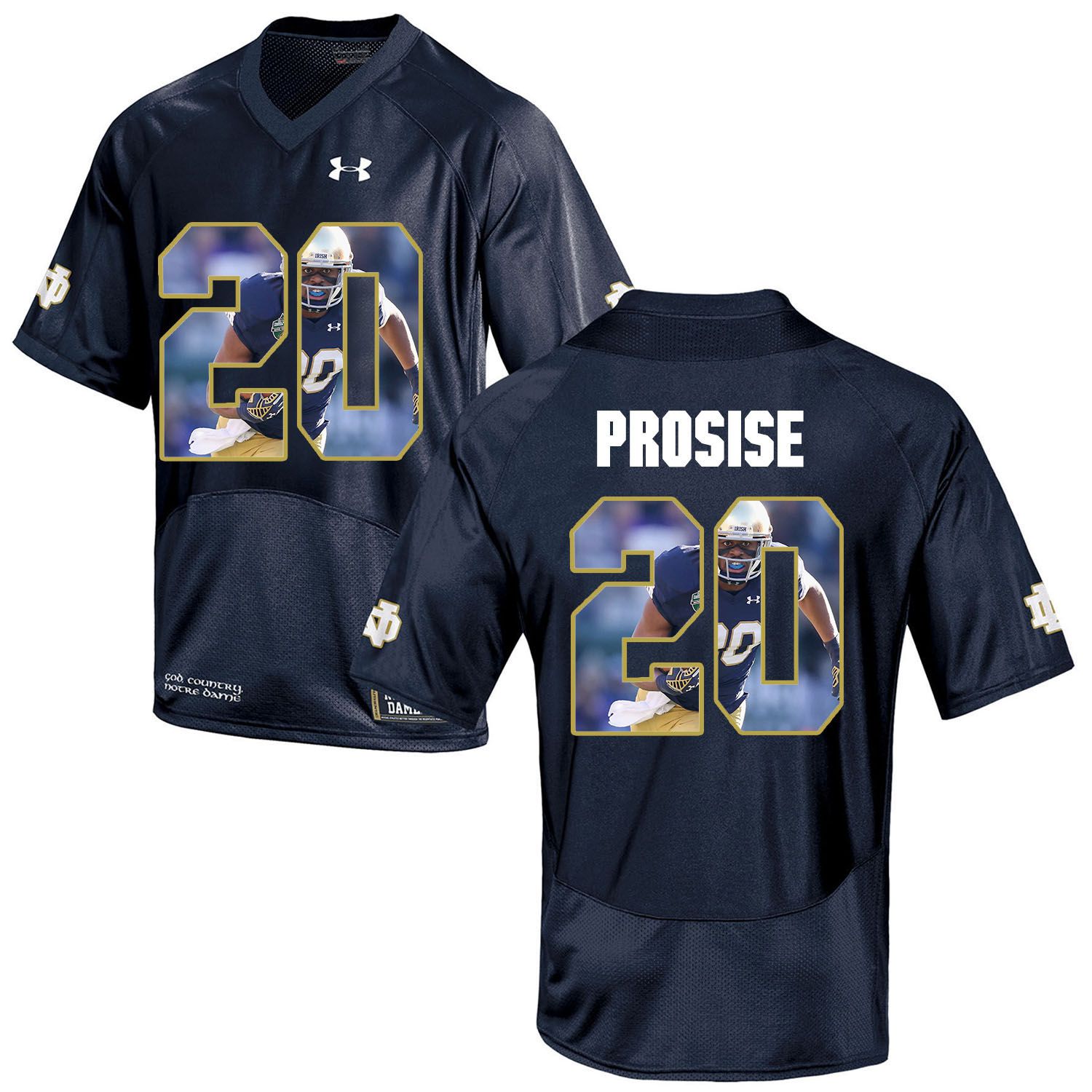 Men Norte Dame Fighting Irish #20 Prosise Navy Blue Fashion Edition Customized NCAA Jerseys